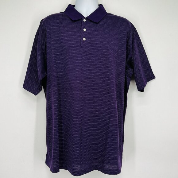 Alan Flusser Golf Performance Mens Size XXL Purple Polo Shirt Mini Dots NWOT - Picture 1 of 10